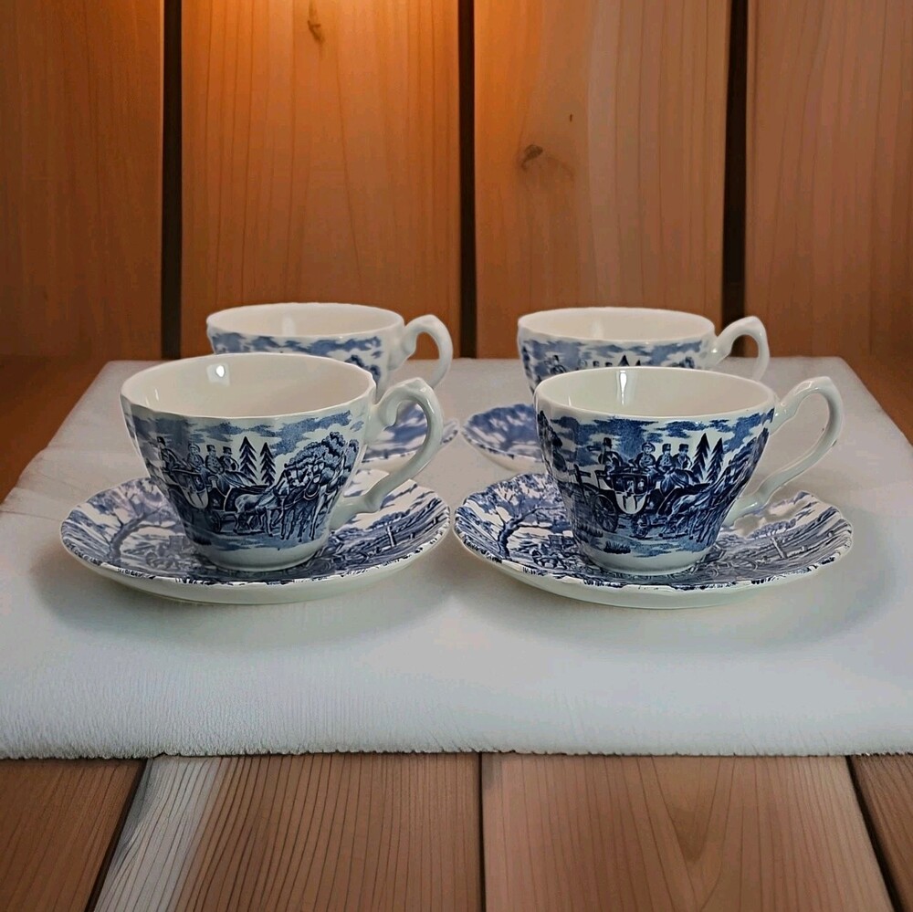 Vintage Myott "Royal Mail" Tea Cup & Saucer Set Fine Staffordshire Ware 8 piece